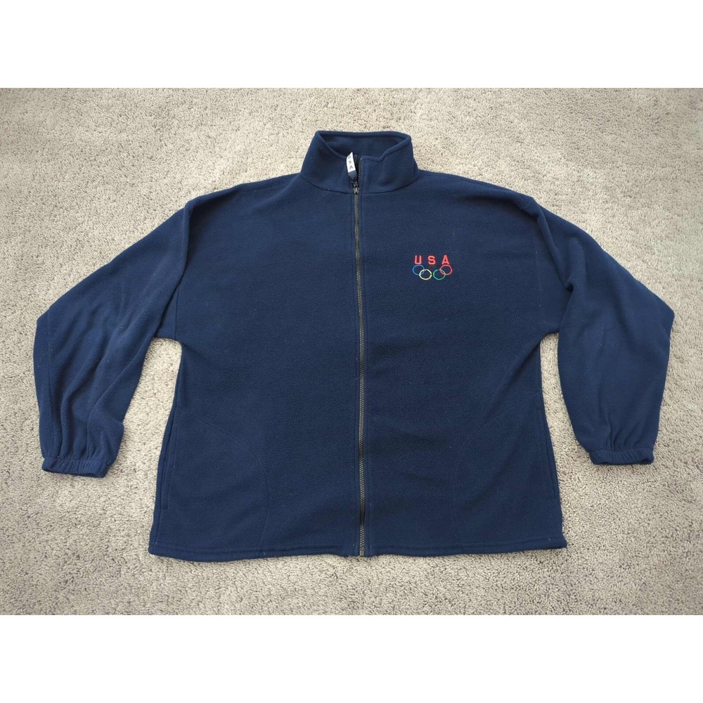 Team USA Olympics Full Zip Sweatshirt Mens XL Blue Long Sleeve Made in‎ USA